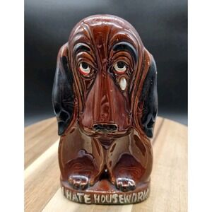 Vintage Enesco 'Sad Dog' "I Hate Housework" Wall Decor Figurine‎ ~ Rare